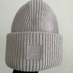 Acne Studios Face Patch Knit Beanie Cozy Minimal Hat